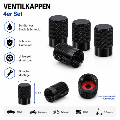 Aluminium ventilkappen set - aluminium,