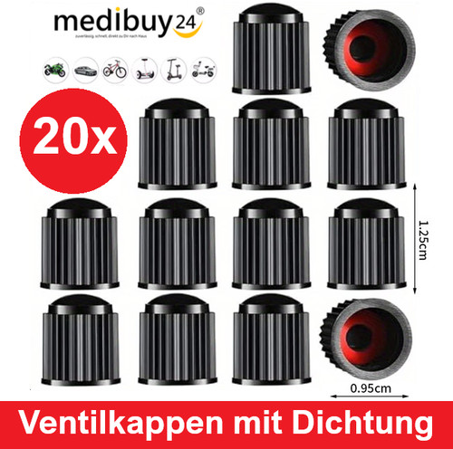 20x auto ventilkappen schwarz - ventilkappen,