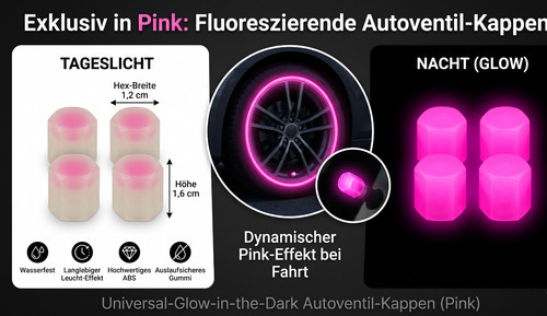 Ventilkappen pink leuchtend - 4x,