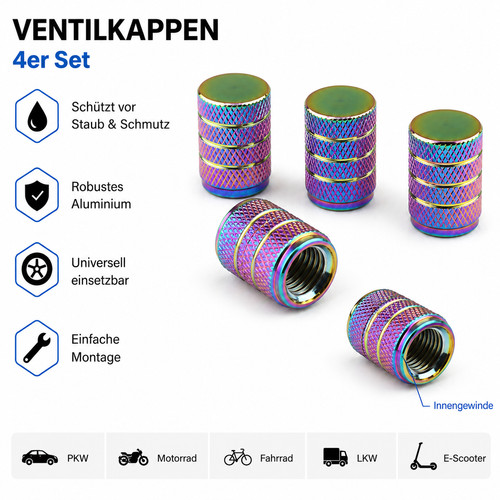Aluminium ventilkappen set - 4x,