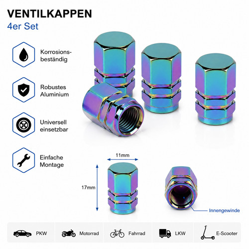 Aluminium ventilkappen set - aluminium,