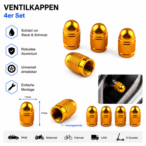 Aluminium ventilkappen set - 4x,