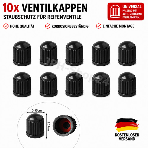 10x ventilkappen schwarz - 10x,
